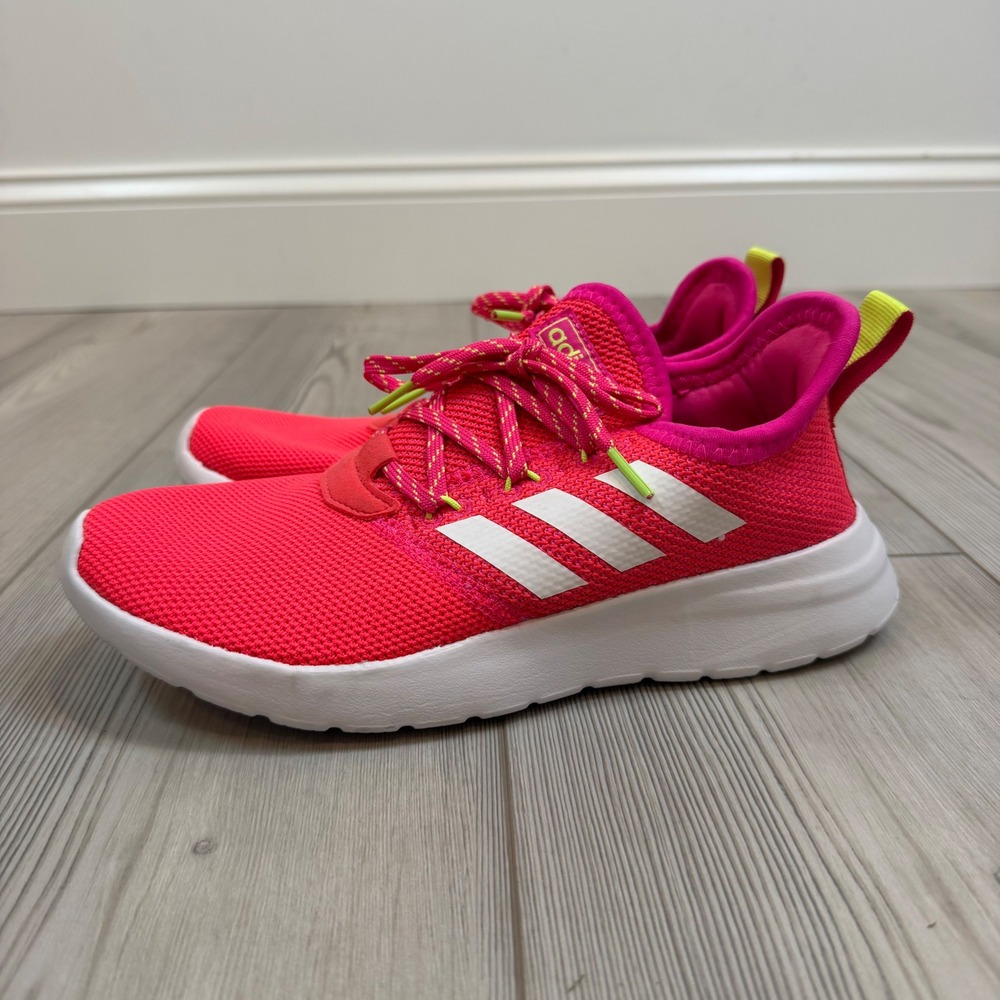 Adidas Lite Racer RBN Pink White Neon Yellow Sneakers EG3042 Youth Size 6